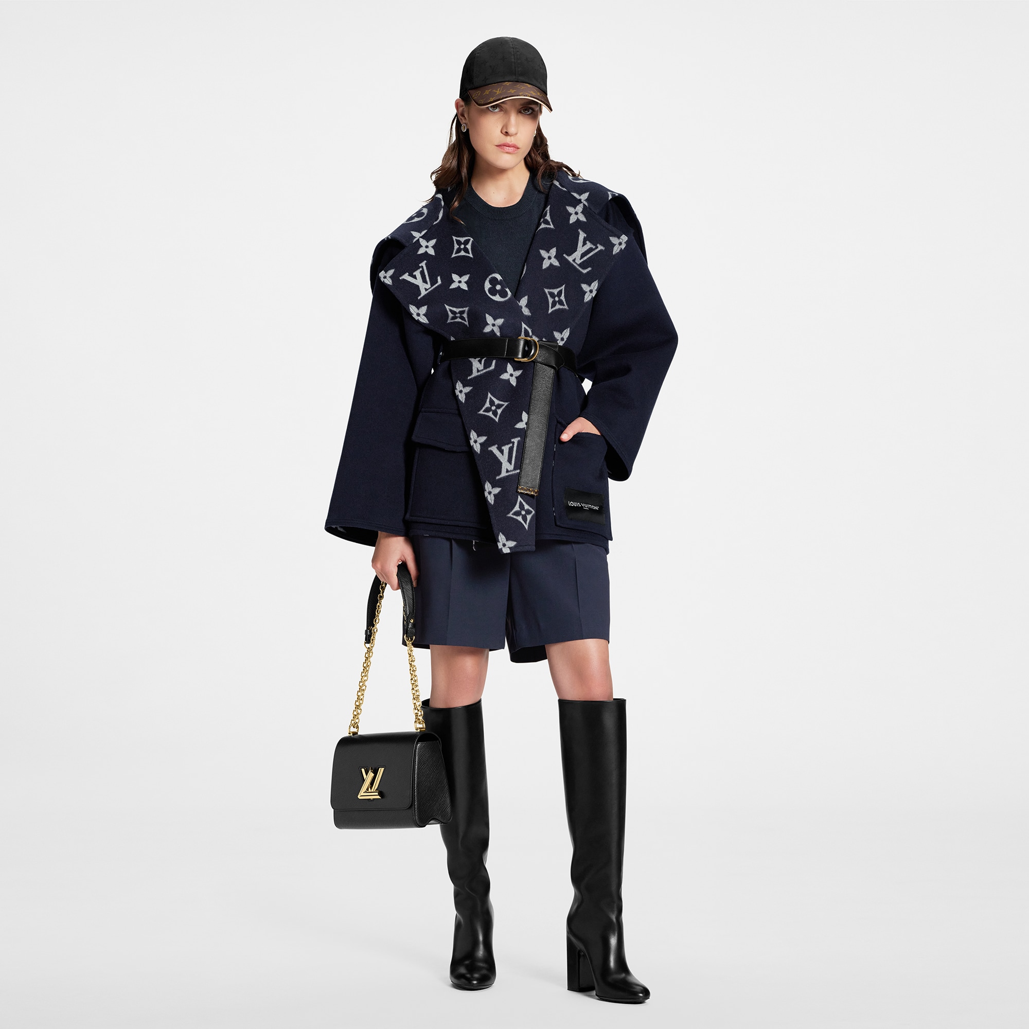 Louis vuitton hooded wrap coat sale